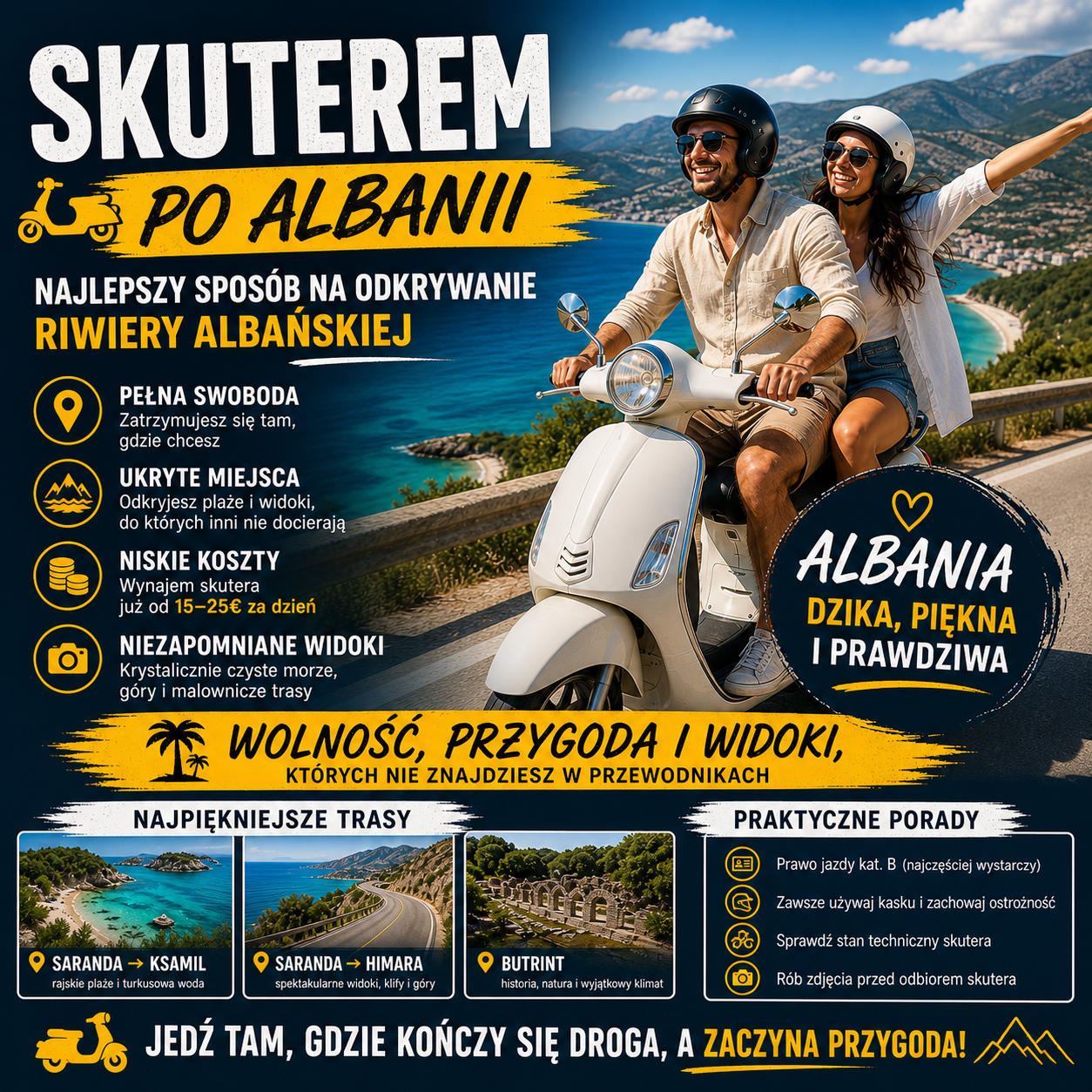 Skuterem po Albanii – jak zwiedzać Riwierę Albańską tanio, wygodnie i bez ograniczeń