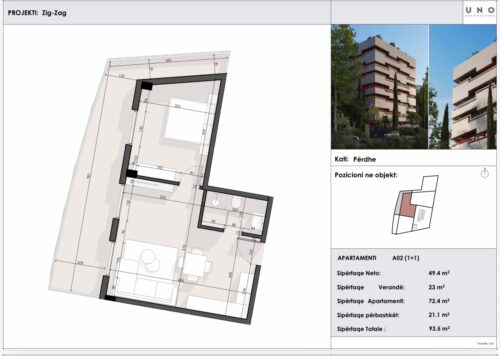 Apartament na sprzedaż Saranda 93,5 m² + balkony | 1 sypialnia | w budowie | rynek pierwotny
