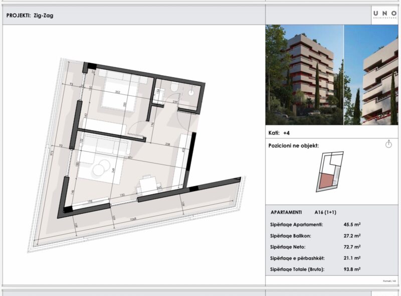 Apartament na sprzedaż Saranda 93,8 m² + balkony | 1 sypialnia | w budowie | rynek pierwotny